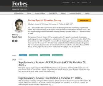 Specialsituationsurvey.com(Forbes Special Situation Survey Investment Newsletter) Screenshot