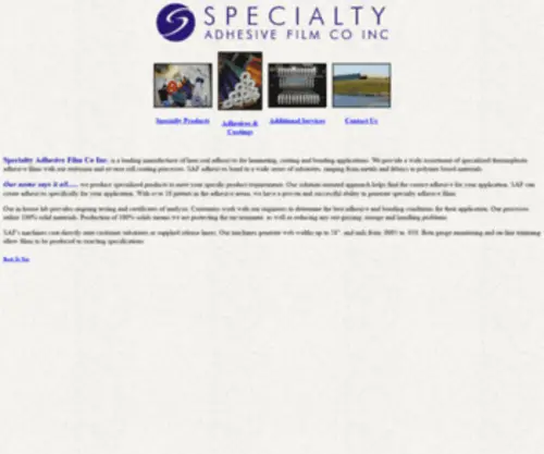 Specialtyadhesive.com(Specialty Adhesive Film) Screenshot