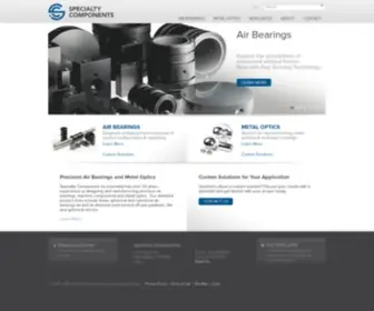 Specialtycomponents.com(Precision Air Bearings & Metal Optics) Screenshot