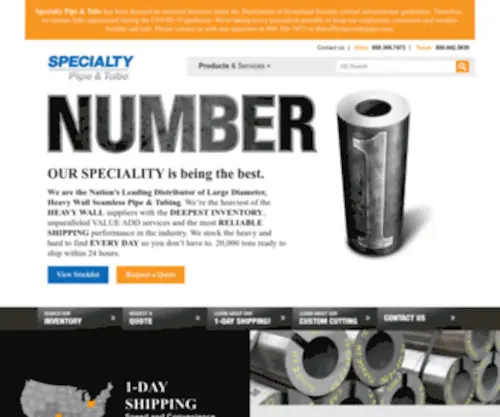 Specialtypipe.com(The Nation's Leader in Steel Pipe and Tubing) Screenshot