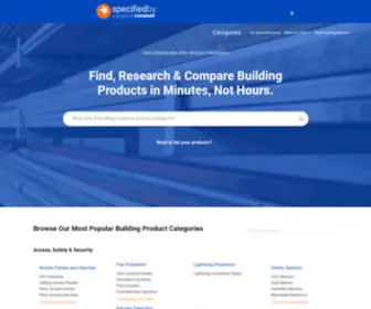 Specifiedby.com(Building Product Search) Screenshot