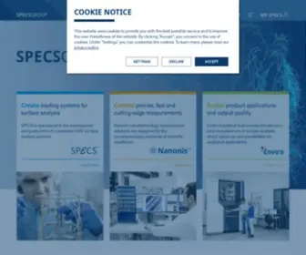 Specs.com(Leading Scientific Equipment for Surface Analysis) Screenshot