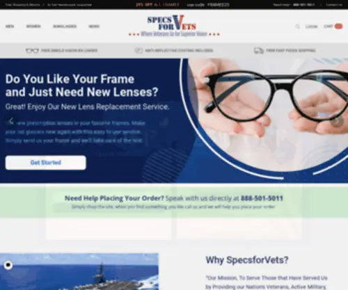 Specsforvets.com(Discount for Veterans) Screenshot