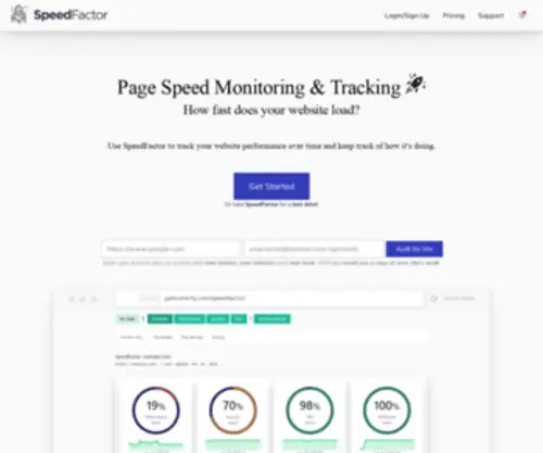 Speedfactorapp.com(Page Speed Monitoring & Tracking) Screenshot