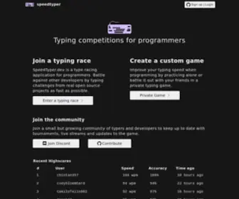 Speedtyper.dev(Type racing for programmers) Screenshot