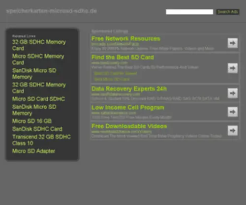 Speicherkarten-Microsd-SDHC.de(Informationen rund um Speicherkarten verschiedener Hersteller und Formate wie Micro SD oder SDHC) Screenshot