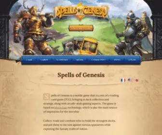Spellsofgenesis.com(Spells of Genesis is a mobile game that is a mix of a trading card game (TCG)) Screenshot