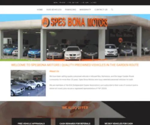 Spesbonamotors.co.za(Spes Bona Quality preowned vehicles Mossel Bay) Screenshot