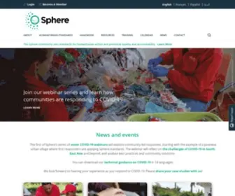 Spherestandards.org(A global community committed to humanitarian quality and accountability) Screenshot