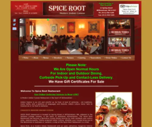 Spiceroot.com(Restaurants In Williamstown) Screenshot