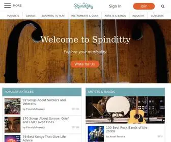 Spinditty.com(Music. Explore everything from theory to playlists to the history of the industry) Screenshot