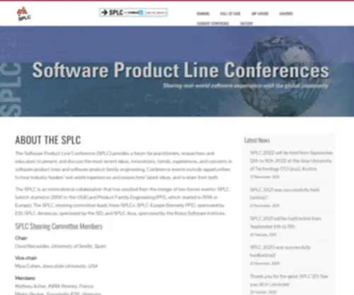 SPLC.net(Systems and Software Product Line Conference) Screenshot