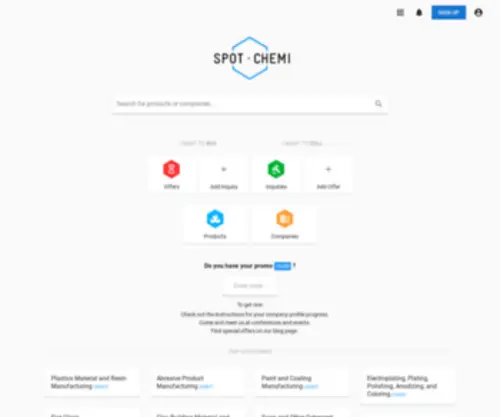 Spotchemi.eu(Simply and effectively designed internet market for chemical industry) Screenshot