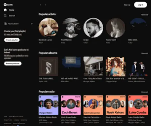 Spotify.com(Spotify is a digital music service) Screenshot