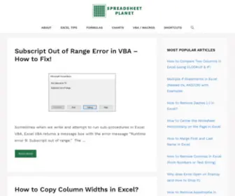 Spreadsheetplanet.com(Spreadsheet Planet) Screenshot