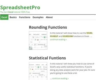 Spreadsheetpro.net(The best Excel tutorial 100% free) Screenshot