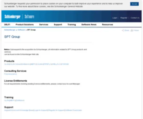 SPTgroup.com(Software and services for reservoir and flow assurance) Screenshot