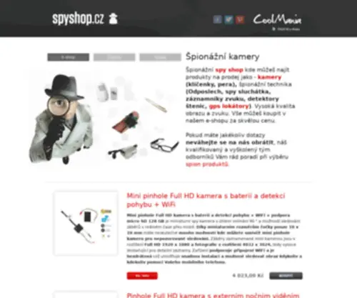 SPYshop.cz(Špionážní spy shop kde můžeš najít produkty na prodej jako) Screenshot