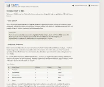 SQlbolt.com(Learn SQL) Screenshot
