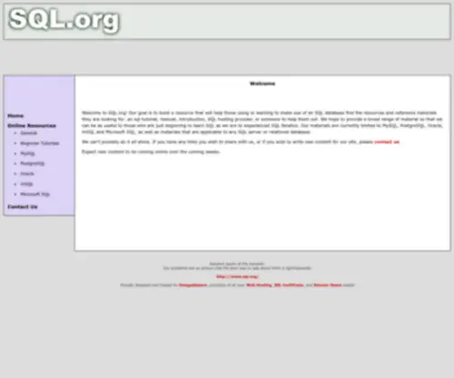 SQL.org(SQL Database Reference Material) Screenshot