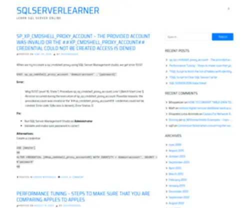 SQlserverlearner.com(SQL SERVER LEARNER) Screenshot