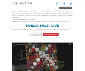 Squareka.com(4444 programmatically generated nfts on ethereum blockchain) Screenshot