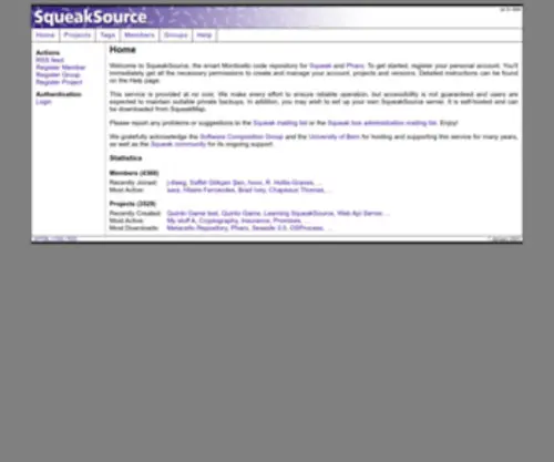 Squeaksource.com(SqueakSource) Screenshot