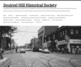 Squirrelhillhistory.org(The password for the Members Only page has been changed as of March 21) Screenshot