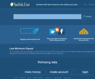 Srelink.com(Earn cash for each visitor to your url links with) Screenshot