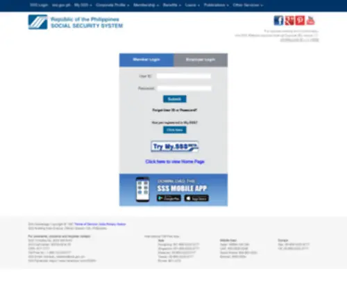 SSS.gov.ph(Republic of the Philippines Social Security System SSS Portal) Screenshot