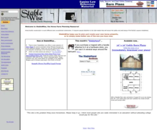 Stablewise.com(Barn Plans and Horse Facility Planning Information) Screenshot