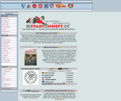 Stadionheft.de(Stadionhefte, Stadionzeitungen, Chroniken und Fu遙all-Publikationen) Screenshot