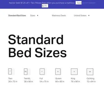 Standardbedsizes.com(Bed Sizes & Dimensions Guide) Screenshot