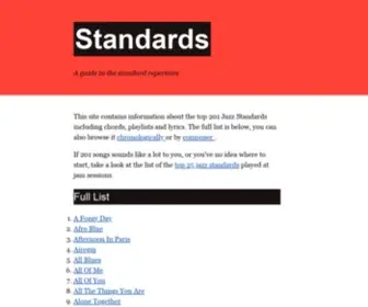 Standardrepertoire.com(Jazz Standard Repertoire) Screenshot