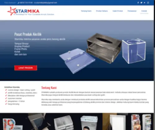 Starmika.co.id(Workshop pembuat produk akrilik di Jakarta dengan kualitas dan harga terbaik. Produk kami) Screenshot