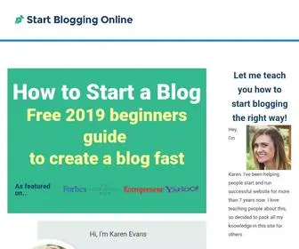 Startbloggingonline.com(How to Start a Blog in 2020) Screenshot