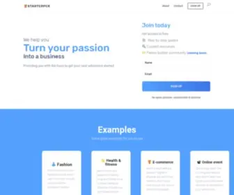 Starterpck.com(Turn your passion into a business) Screenshot
