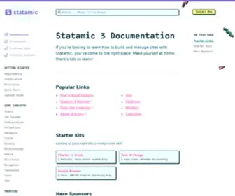 Statamic.dev(Learn statamic // statamic docs) Screenshot