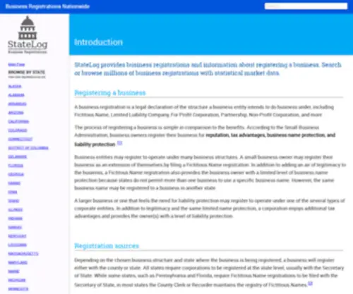 Statelog.com(Business Registrations & Information) Screenshot