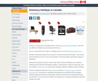 Statutoryholidays.com(Statutory holidays in Canada both national and provincial) Screenshot