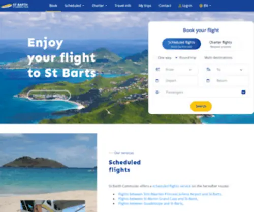Stbarthcommuter.com(Flights to St Barts with ST BARTH COMMUTER airline) Screenshot