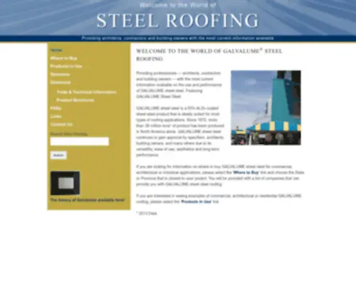 Steelroofing.com(The World of STEEL ROOFING) Screenshot