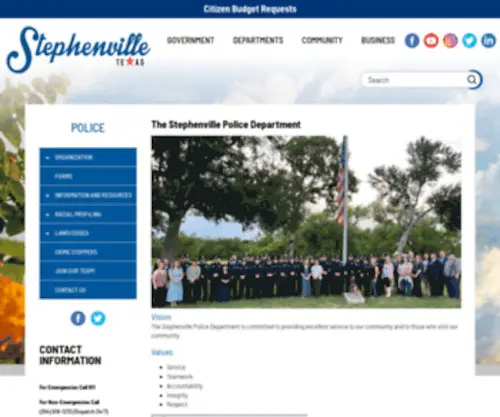 Stephenvillepolice.org(Stephenville Police Department) Screenshot