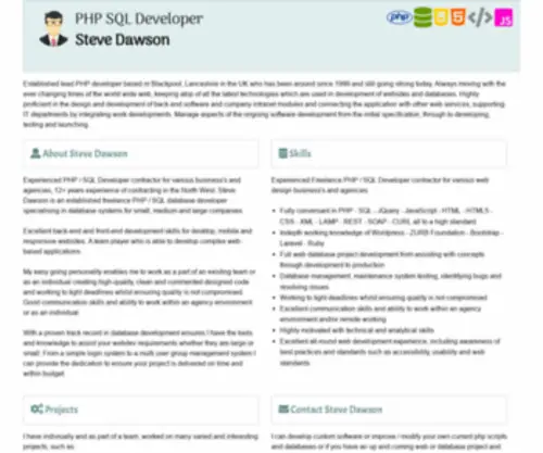 Stevedawson.com(PHP SQL Web Developer Coder) Screenshot