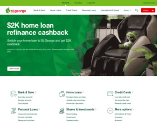 Stgeorge.com.au(Personal, Business and Corporate Banking) Screenshot