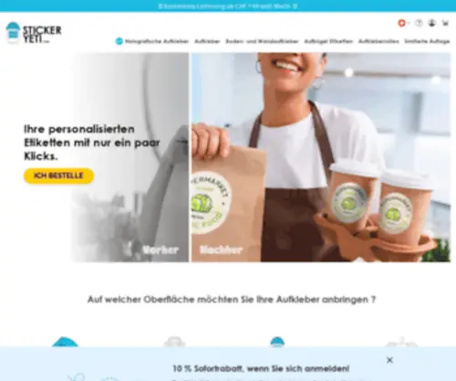 Stickeryeti.ch(StickerYeti Suisse: impression de stickers autocollants personnalisés sur mesure) Screenshot