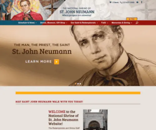 Stjohnneumann.org(The National Shrine of St) Screenshot