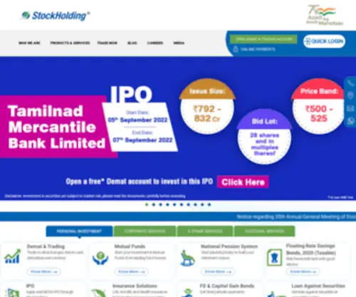 Stockholding.co.in(StockHolding offers comprehensive wealth management and financial advisory services which) Screenshot