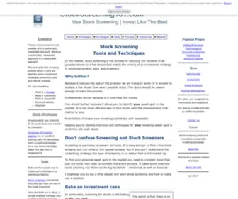 Stockscreening101.com(Use Stock Screening) Screenshot