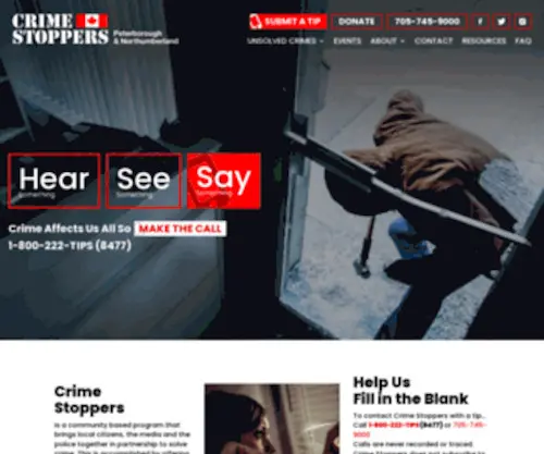 Stopcrimehere.ca(Peterborough Northumberland Crime Stoppers) Screenshot